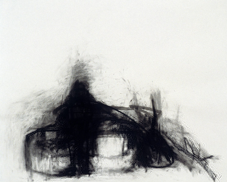 Manifest #45, charcoal, 9 x 25&quot;