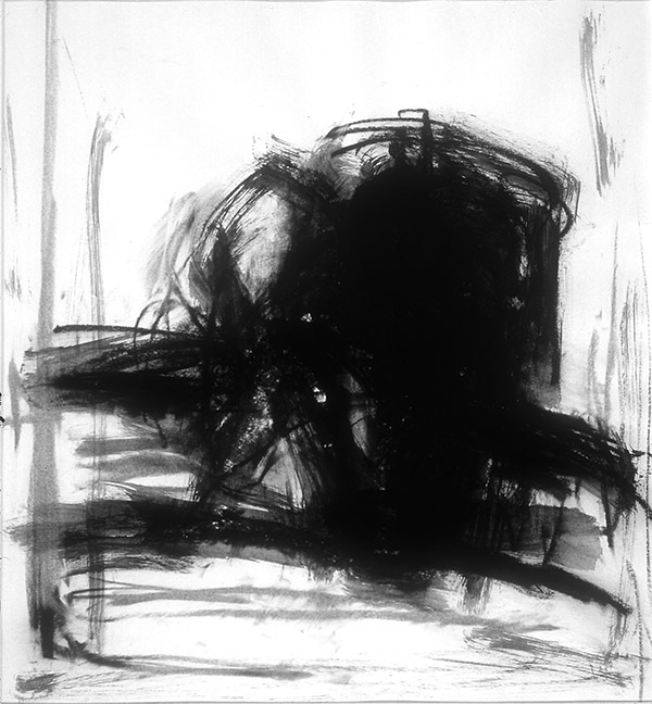 Manifest #42, charcoal, ink, 17 x 15&quot;