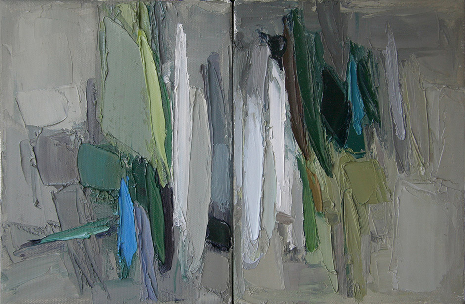 Intonation #300-302, diptych, oil on canvas, 8 x 12&quot;